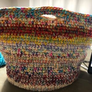 Boho crochet bag storage plant holder large